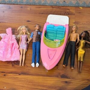 Barbie Doll Set/Lot with Pink Speed Boat